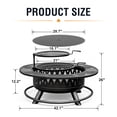 thumbnail image 3 of 42 Inch 3-in-1 Fire Pit with 2 Grills – Large Outdoor Wood Burning Fireplace for Camping, Picnic & Bonfire, Round Metal Table with Lid for Backyard, Patio & Party, 3 of 6