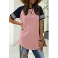 thumbnail image 4 of TEMOFON Women Tops Short Sleeve Summer Shirt for Women Baseball Tunic Top Casual Knit T Shirts Striped Light Pink Cute Tees, 4 of 7