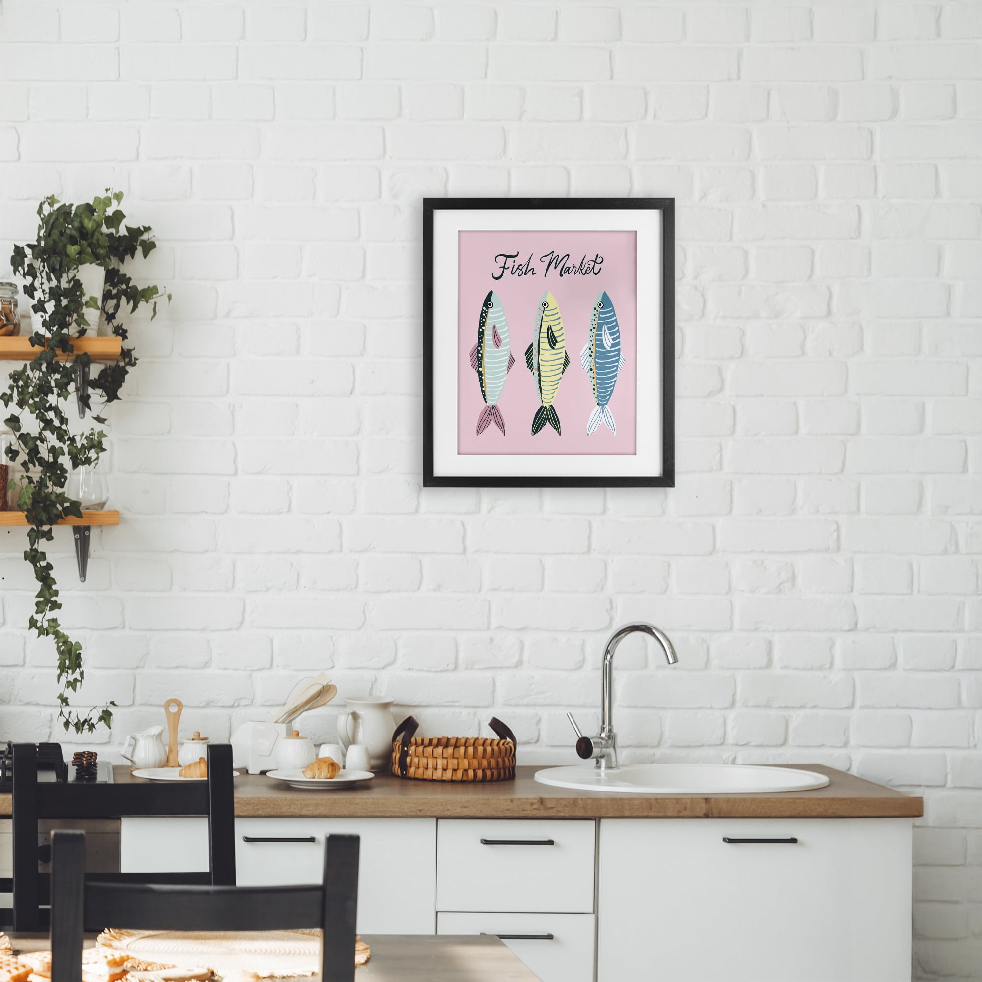 Stupell Industries Quirky Coastal Fish Market Black Framed Print Under Glass, design by Hey Bre! Creative Studio