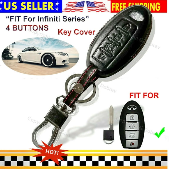 Genuine Leather Case Protector Hold Fob Cover Smart  Remote for Infiniti 4B Key