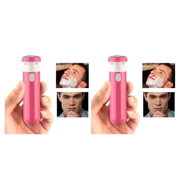 Vogacara Mini maquinilla de afeitar eléctrica para hombre, recargable por USB, en seco y húmedo, inalámbrico para hombres 2piezas Rosa