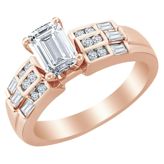 AFFY White Natural Diamond Semi Mount Engagement Ring in 14k Rose Gold (0.5 Cttw) Ring Size - 4