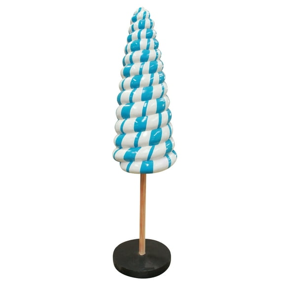 Small Striped Blue Cone Lollipop Over Sized Statue