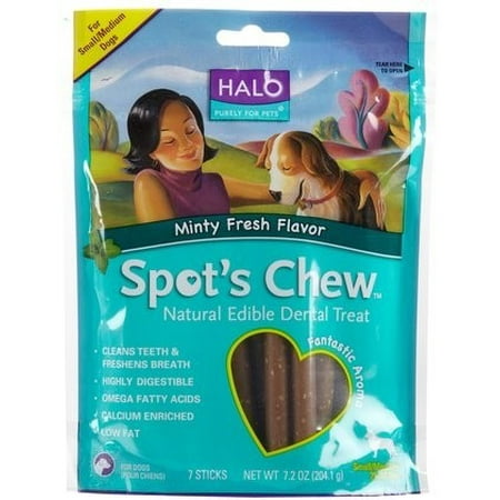 Halo Purely For Pets Spot's Dental Chew Minty Fresh Flavor Small & Medium Breed Dental Dog Treats, 7 Ct