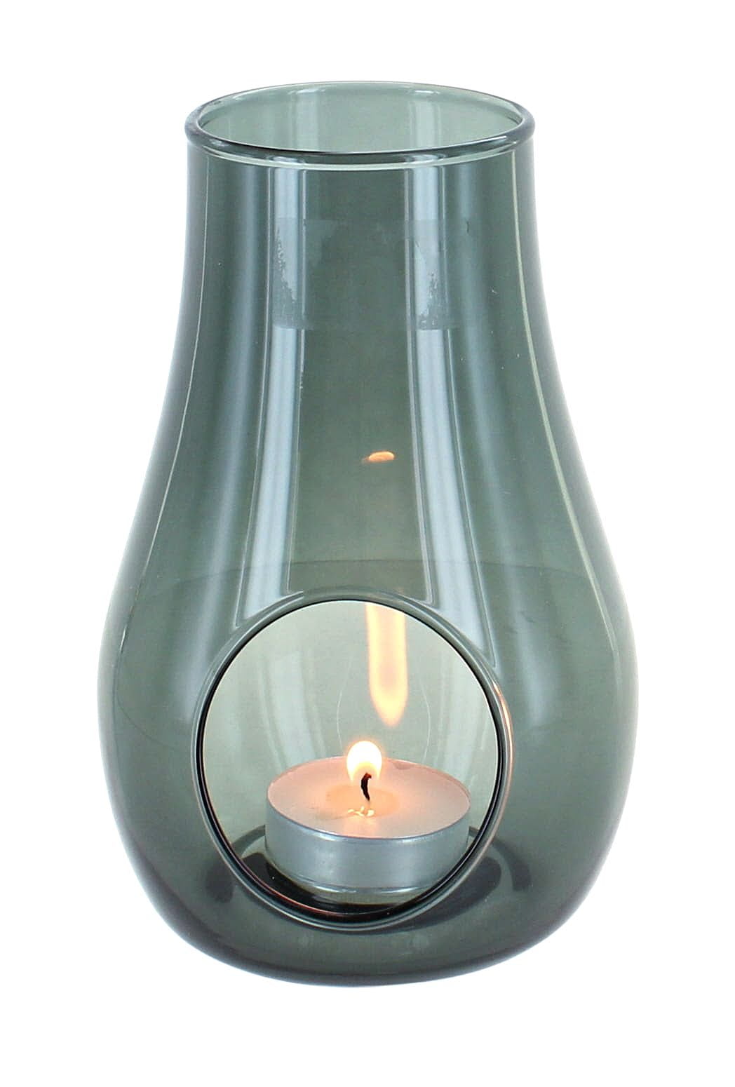 Candle Stick in Blue/Grey Glass 