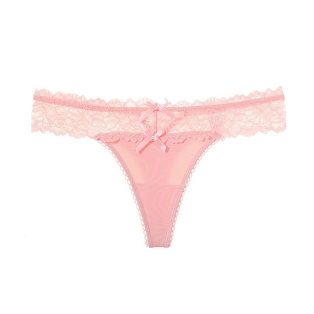 Braguitas de seda de hielo de cintura baja sexys con espalda descubierta ahuecada y perspectiva cruzada de encaje para ropa interior de mujer