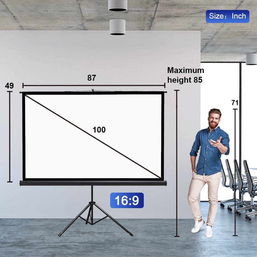 16 80 Inches Projector Screen Movie Screen Theater Cinema TV HD Large Tripod Stand for Home Office Outdoor Indoor Folding Wedding Party Presentation 9 