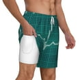 thumbnail image 2 of Kdxio Ecg Wave Print Men'S Swim Trunks With Compression Liner 7 Inch Inseam Quick Dry Swim Shorts, 2 of 7
