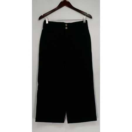 2 Pocket Crop - Denim & Co. Pants Sz 2 Stretch Twill Wide Leg Cropped w/ Pockets Black A307961