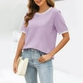 thumbnail image 6 of Conairie Oversized Shirts for Womens Casual Loose Short Sleeve Crew Neck T Shirt Solid Fashion Elegant Breathable Blouses Pullover Outfits Purple XXL, 6 of 9