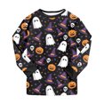 thumbnail image 6 of Enyan Boys Halloween Pajamas Long Sleeve Crewneck Cute Pumpkim/Ghost Print Shirt Set 2 Piece Sleepwear Loungewear Halloween Pajamas Kids(5-6 Years), 6 of 7