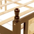 thumbnail image 5 of Noble House Elsie Queen Bed, Pine Wood Frame with Rattan Headboard & Footboard, Enhanced Slat Platform, Walnut, 5 of 21