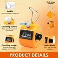 thumbnail image 3 of TMWEFUSC 8Pcs Handheld Clicker Counter Mechanical Hand Pitch Counter Resettable 4 Digit Handheld Tally Counter for Sports Event Knitting Coaching, Orange, 3 of 10