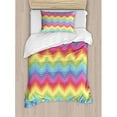 thumbnail image 3 of Rainbow Duvet Cover Set King Size, Colorful Zig Zag Chevron Pattern Geometric Modern Sharp Design Fancy Illustration, Decorative 3 Piece Bedding Set with 2 Pillow Shams, Multicolor, by Ambesonne, 3 of 3