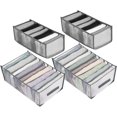 thumbnail image 1 of Lot De 4 Botes De Rangement, Pliables, En Maille, Organisateur De Garde-robe, Pour Jean, Pantalons, Chemises, Soutiens-gorge Et Cravates, Grises, Comp, 1 of 5