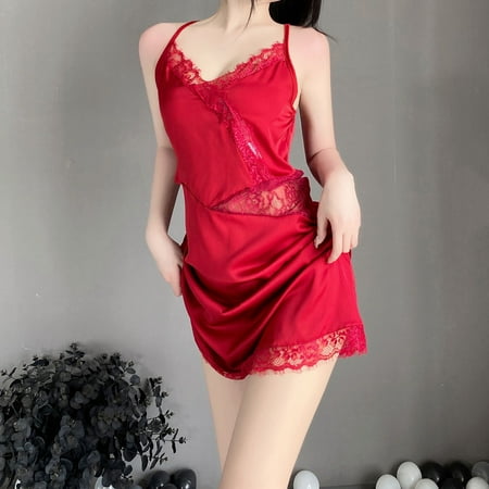 

Lingerie For Women Lace Backless Pajamas Sling Nightdress Translucent Thong plus Size Lingerie Sets for Curvy Women 4x Womens Lingerie plus Size