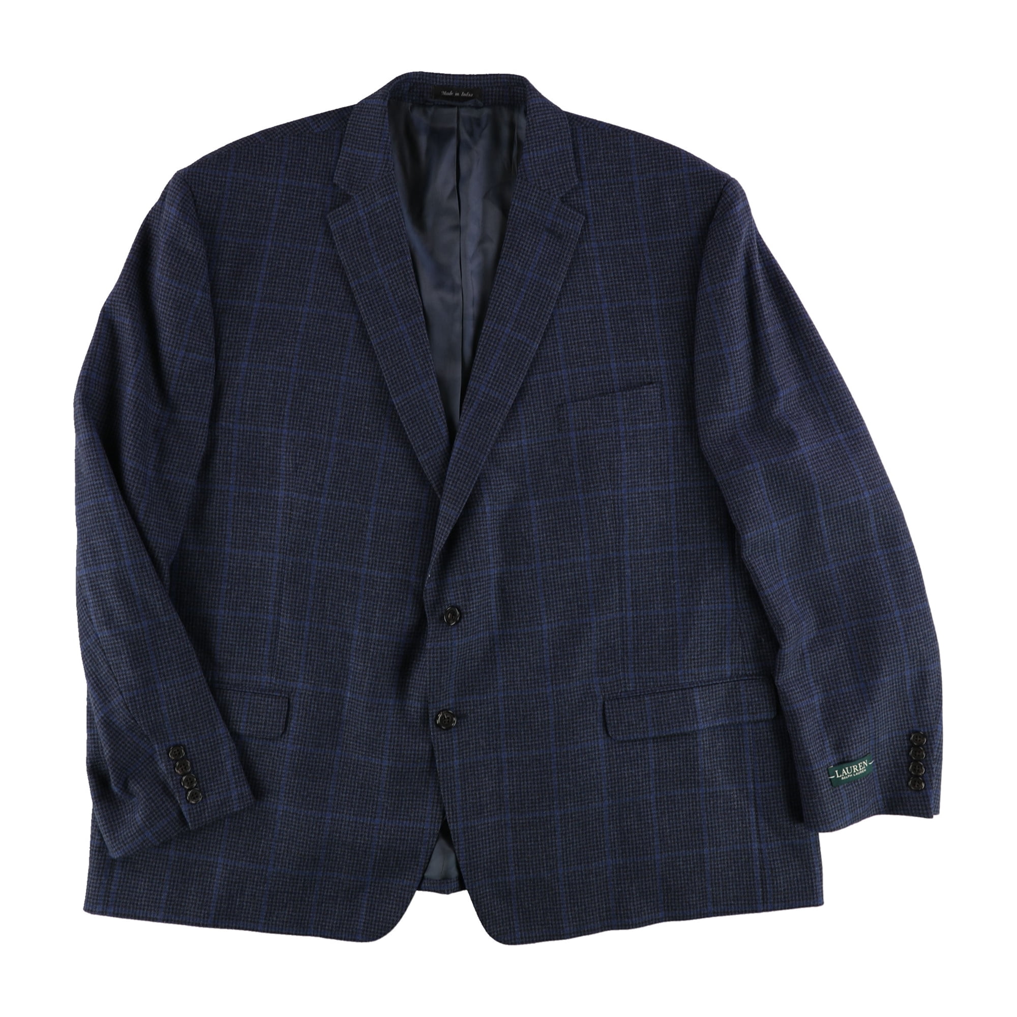 Ralph Lauren Mens Plaid Two Button Blazer Jacket, Blue, 40 Long ...