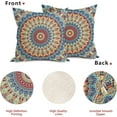 thumbnail image 4 of Boho Mandala Floral Pillow Covers 20X20 Inch Set of 2 Navy Blue Orange Abstract Flower Decorative Pillow Cases Colorful Retro Ethnic Cotton Linen Cushion Case Home Decor for Sofa Couch Porch Outdoor, 4 of 6