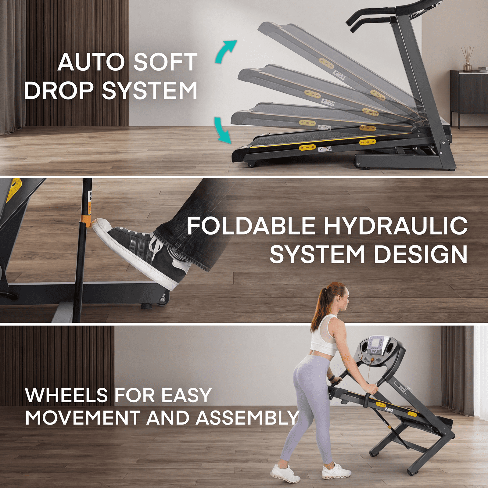 Naipo 12 Level Auto Incline Treadmill 2.5hp Power Foldable Electric Treadmill with 0.5-8.5 Speed 220lbs Walking Running Exercise Treadmill with LCD Display for Home Work Out