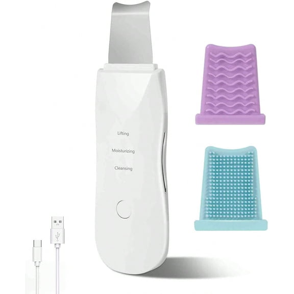 Face Scrubber Skin Spatula Facial Silicone Pore Cleaner 3 Modes Wireless Deep Cleansing Exfoliating Blackhead Whitehead Remover Lifts Tightens Skin Reduces Fine