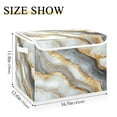 thumbnail image 3 of WOBOGO Black Gold Marble Pattern Large Collapsible Storage Box Flip Lid Fabric Decorative Organizer Container Basket with Handles 16.5×12.6×11.8in, 3 of 7