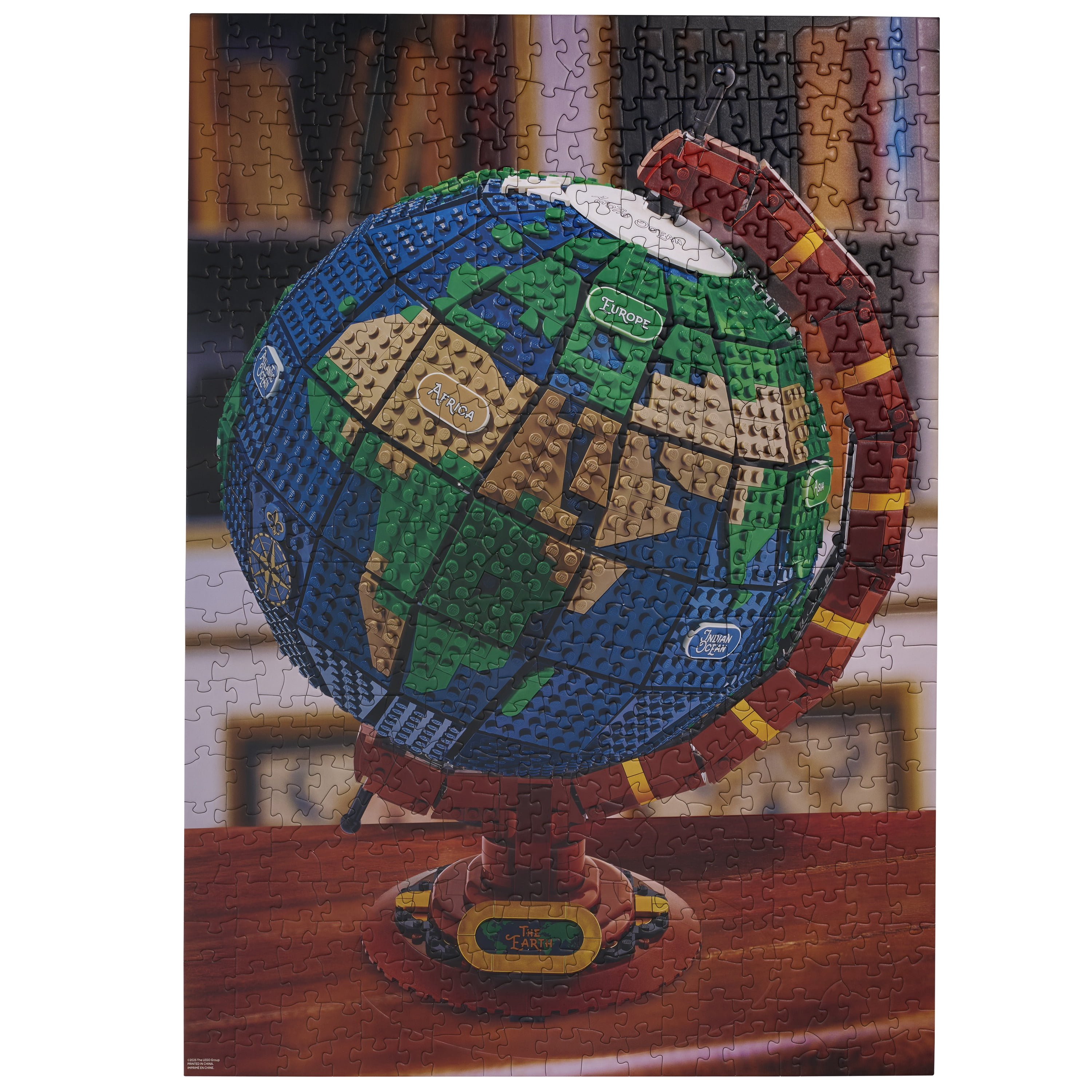 LEGO® Ideas Globe Puzzle, 500 Pieces, 21.25 x 15 inches, Featuring Detailed World Map Design, Textured Jigsaw Puzzle with Poster, LEGO® Fan Gift for Kids and Adults, Ages 8+