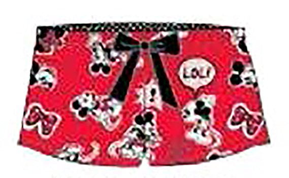 Disney Classic Mickey and Minnie Mouse Womens Boxer Shorts Grey Red