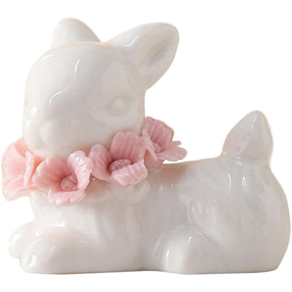 Ceramic Rabbit Figurine – Spring Easter Table Decor, White Bunny Statue for Desk, Shelf, or Centerpiece