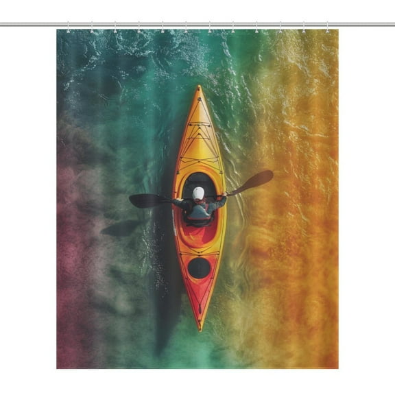 Colorful Kayaks Glide Across The Lake Shower Curtain Cloth Fabric Bathroom Decor with Hooks