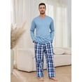 thumbnail image 3 of U2SKIIN Mens Pajama Set Long Sleeve, Pajamas Made from Bamboo Pulp Viscose and Cotton Lightweight PJS for Men（Grey Blue+Royal Blue Plaid，XL）, 3 of 5