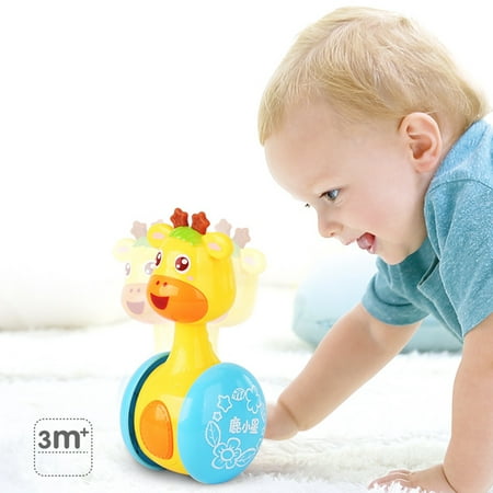 Cartoon Giraffe Tumbler Doll Roly-poly Baby Toys Cute Rattles Ring Bell Newborns 3-12 Month Early Educational (Best Newborn Toys 0 6 Months)