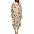thumbnail image 2 of Yuyamidu Chicken Long Sleeve Robes for Women with Zipper Bathrobe Cock Spa Robe Comfy Crewneck Nightgown Ladies Sleep Dresses Mid Calf Length Robe Size 3XL, 2 of 7