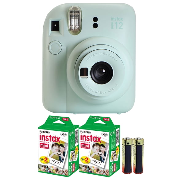 Cámara Fujifilm Instax Mini 12, paquete de 2 películas y baterías