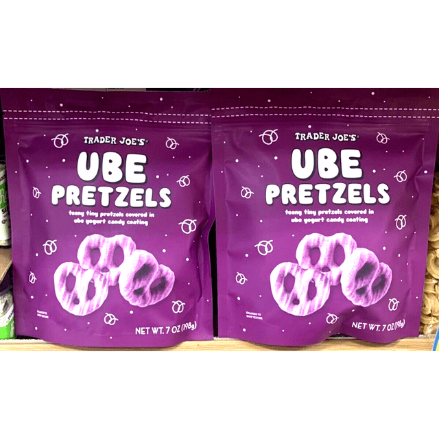2 Packs Trader Joe's UBE Pretzels, 7 oz Each