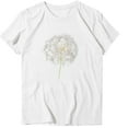 thumbnail image 4 of DeHolifer Women's T-shirts Dandelion Graphic Printed Short Sleeve Crewneck T-shrits Modal Casual Fashion Blouse Tops White L, 4 of 5