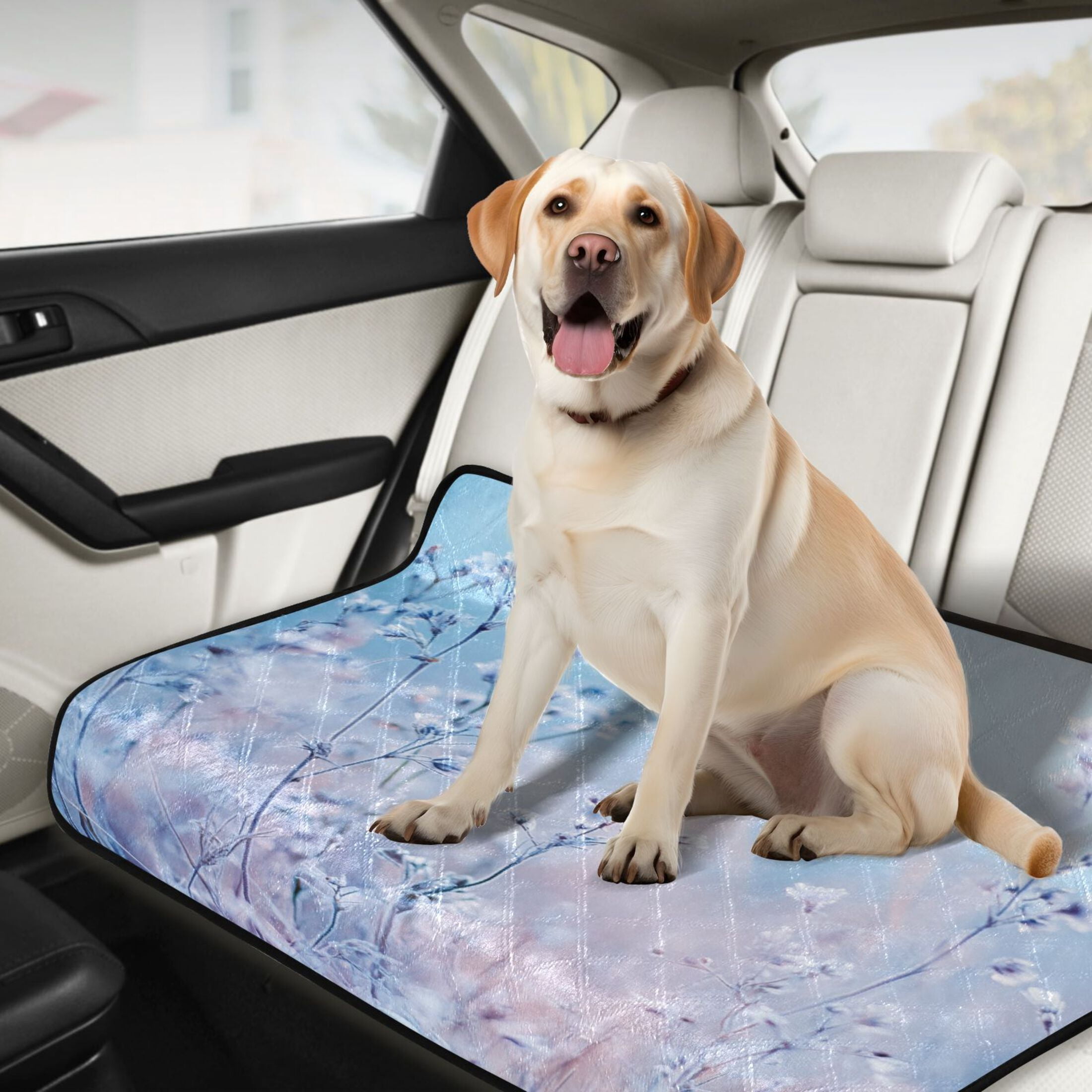 Washable Pet Pee Pads with Super Absorbent Reusable Training Pads for Dogs & Cats Pastel Blue Wildflowers