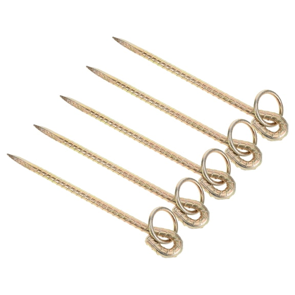 WEAVILUX Heavy Duty Dog Anchor Ground Stakes for Yard Securement - 5 Pack Golden Iron Pet Tie-Out