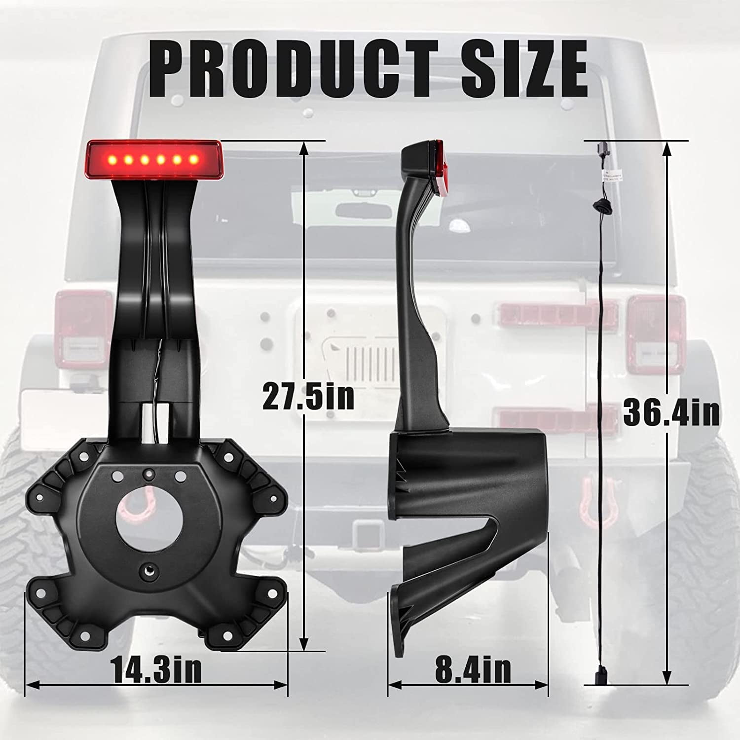 Spare Tire Holder Mounting Bracket Tire Carrier for Jeep Wrangler JK 07-18 With 3rd Third Brake Light Accessories Aluminum Alloy Tire Carrier Bracket