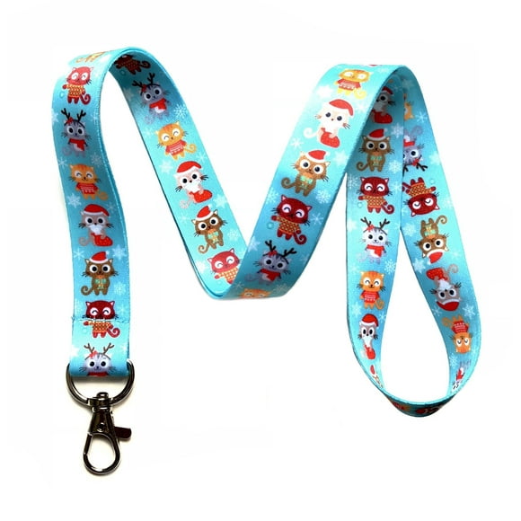Cat Themed Lanyard Key Chain Id Badge Holder (Christmas 2)