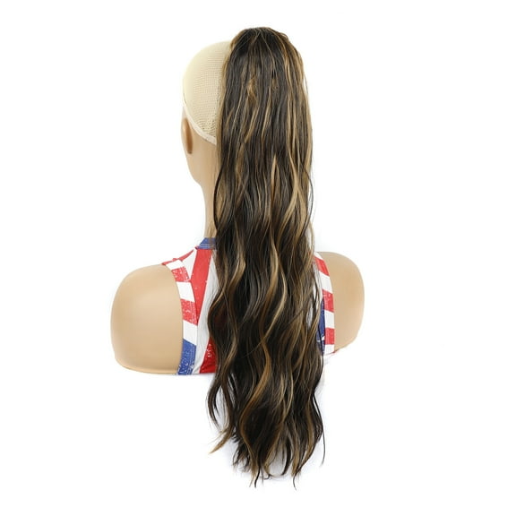 Nvzi-a Long Ponytail Extensions, 23.6 Inch Drawstring Clip in Curly Wavy Hairpieces Synthetic Ponytails Hair Piece Pony Tail Extension for Women,D