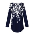 thumbnail image 4 of Blue Womens Tops Womens Blouses Dressy Casual Fall Hippie Tshirts Shirts Long Sleeve Cute Tops Floral Tunics Tops Crew Neck Sweatshirts Shirts for Women, 4 of 5