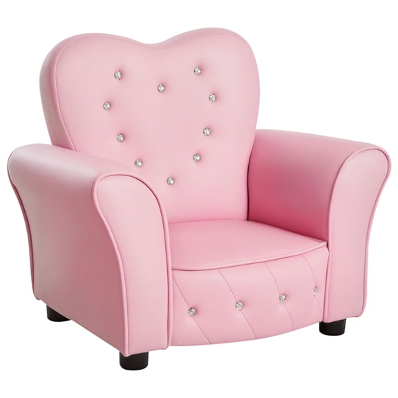 Kids Sofa Toddler Tufted Upholstered Sofa Chair Princess Couch Furniture with Diamond Decoration for Preschool Child, Pink