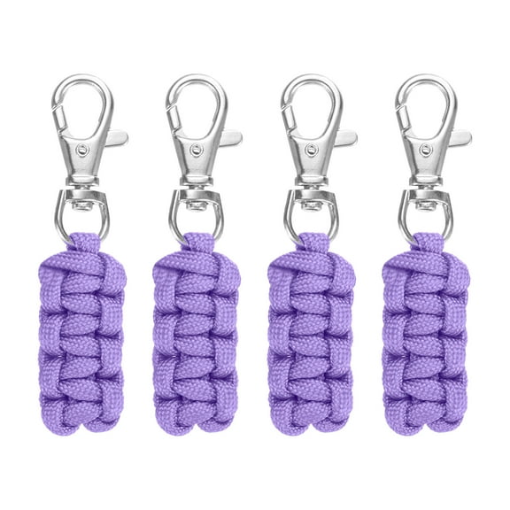 Paracord Zipper Pulls [4PCS] - Paracord Lanyard Keychain Use for Luggage & Backpack & Jacket - [Purple]