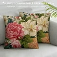 thumbnail image 3 of RUIYC Retro Flower Throw Pillow Covers Peony Rose Home Decorative Pillow Covers Vintage Cushion Cases Square Pillowcase inch(Pink&amp;White Flowers), 3 of 5