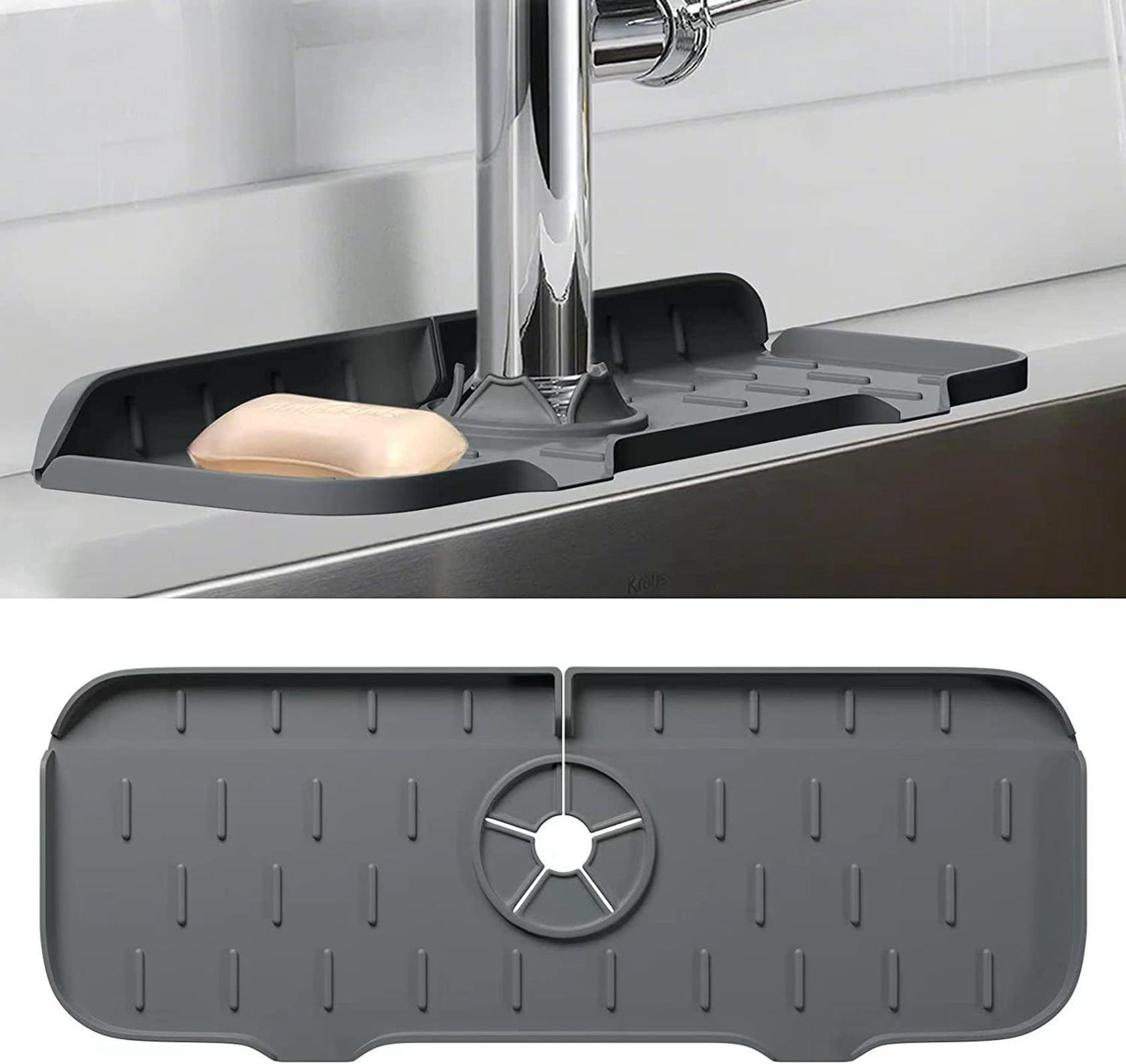 AOWOO Kitchen Sink Splash Guard, Silicone Faucets Drip Catcher Tray