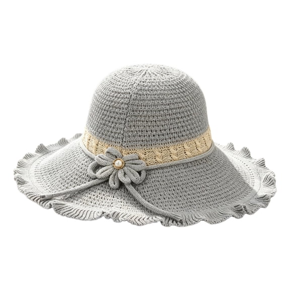 AirLoni Fisherman Hats For Women UV Protection Woven Hollow Breathable Large Brim Sun Hat Casual Formal Versatile Travel Outdoor Wide Brim Sun hat Bucket Hat Grey,One Size