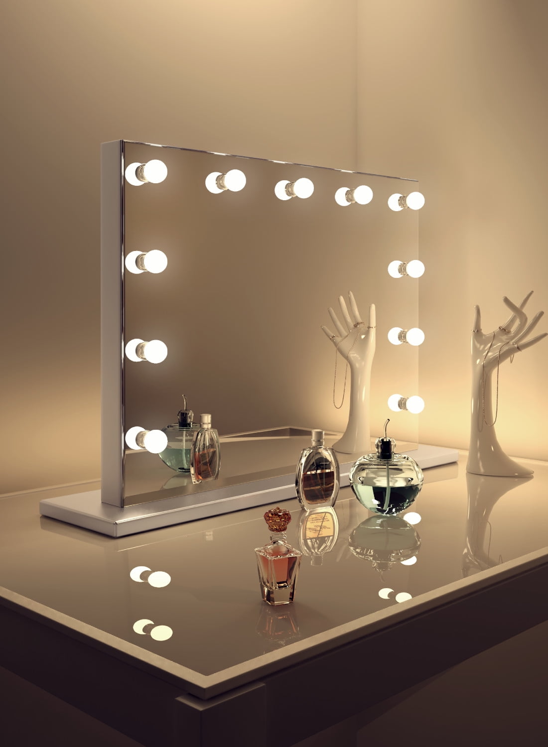 Diamond X RGB Hollywood Makeup Mirror in Silver Edge with Dimmable LED