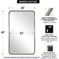 thumbnail image 5 of ANDY STAR Bathom Mirror 24X40 Inch, Brushed Nickel for Vanity, Rounded Rectangle, Oblong, SUS304-Anti-Rust, Wall-Mounted Horizontal or Vertical, 5 of 9