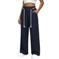 thumbnail image 1 of Pantalones Deportivos de Forro Polar para Mujer, Suaves, Elásticos, Cintura Elástica, de Vestir, Ligeros, con Bolsillos, Color Sólido, Pierna Recta, Casuales, Sueltos, M, 1 of 8