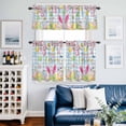 thumbnail image 2 of Happy Easter Kitchen Curtains and Valances Set, Colored Eggs Cute Rabbit Bunny Spring Floral Blue Plaid Rod Pocket Window Valance 18 Inch Window Curtain Panels for Living Room Laundry, 27.5x36in, 2 of 9